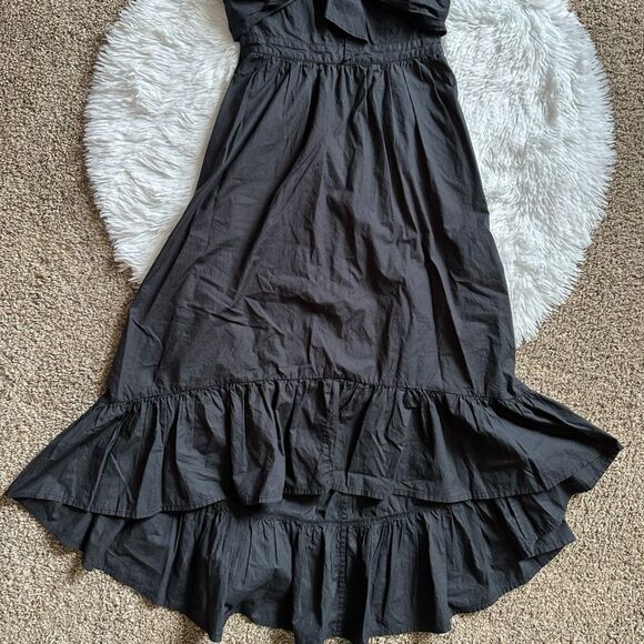 Joie Clorinda Dress Tie Front Cut Out Back High Low Black Womens Size 0 - Picture 3 of 10